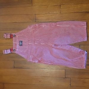 Red and white striped Oshlosh overalls